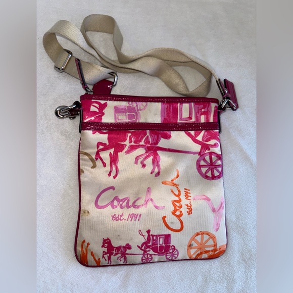 Vintage Coach Horse Carriage Logo Crossbody Messenger Swing Shoulder Purse - Picture 3 of 16